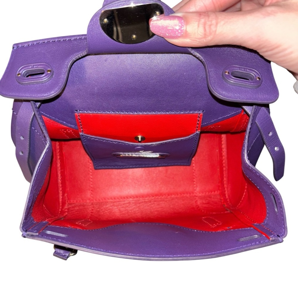 Ralph Lauren Mini Ricky Satchel | Purple Leather | Silver Hardware - Picture 10 of 16